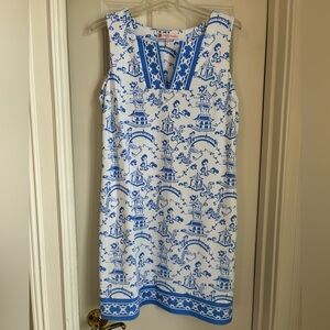 Jude Connally Blue and White Shift Dress in Jude cloth